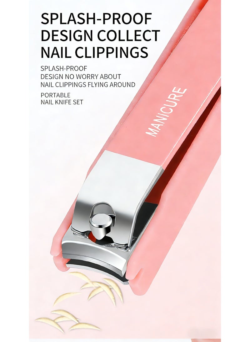 MANICURE مجموعة قص الأظافر المحمولة الجديدة المضادة للتناثر 8 قطع - Image 3